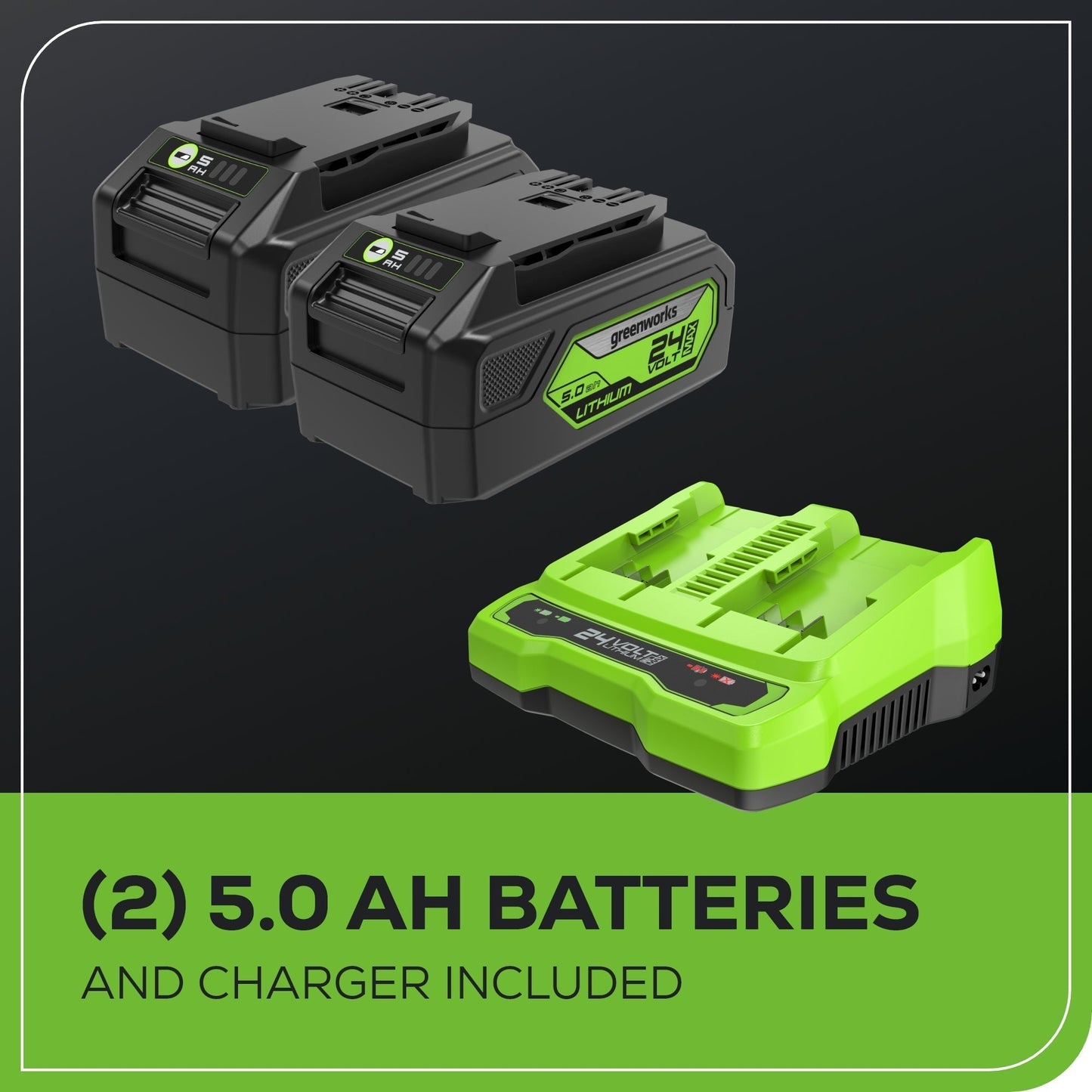 Greenworks 48V (2x24V) 21" Cordless Battery Self-Propelled Mower 5PC Combo Kit w/ (2) 5.0Ah Batteries & Chargers - 1376202-VK