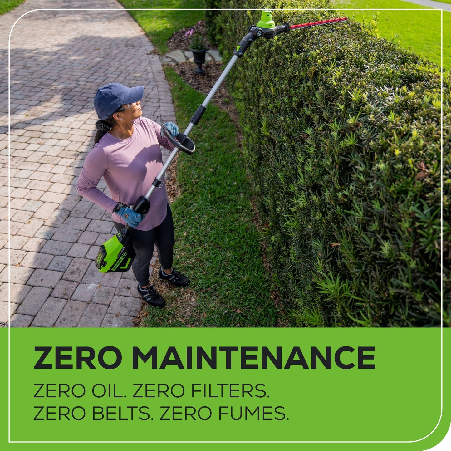 Greenworks 60V 10" Cordless Battery Pole Saw & 20" Pole Hedge Trimmer Combo Kit w/ 2.0 Ah Battery & Charger - 1311902