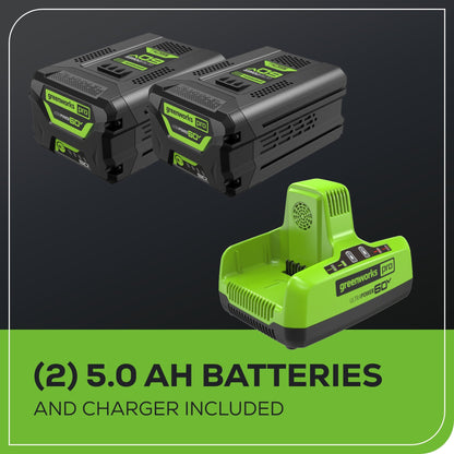 Greenworks 60V 22" Brushless Cordless Self-Propelled Lawn Mower w/ (2) 5.0Ah Battery & 6A Dual Port Charger - 2555402