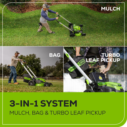 Greenworks 60V 25" Cordless Battery Dual Blade Self-Propelled Lawn Mower w/ Two (2) 4.0Ah Batteries & Dual-Port Charger - 2531502