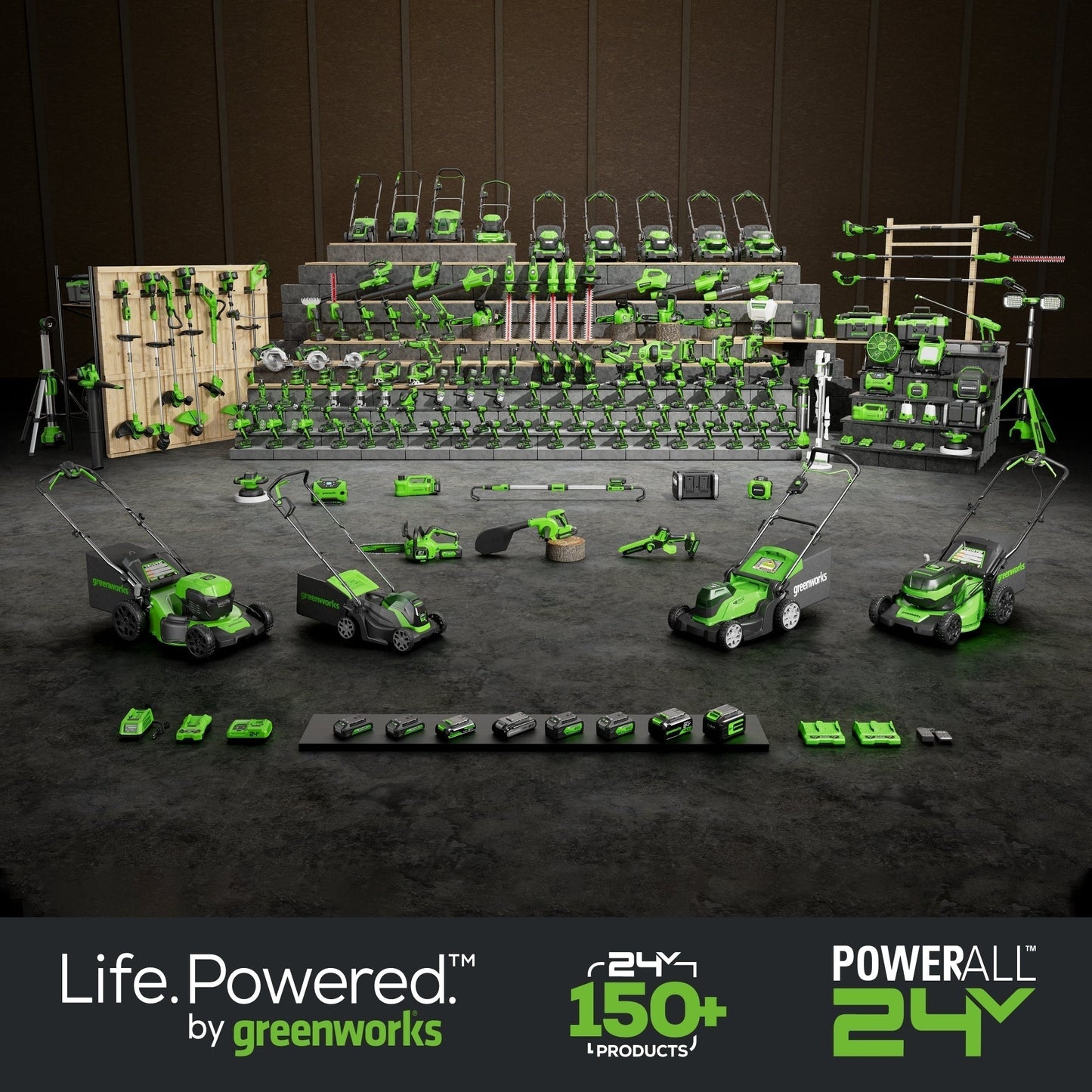 Greenworks 48V (2x24V) 21" Cordless Battery Self-Propelled Mower 5PC Combo Kit w/ (2) 5.0Ah Batteries & Chargers - 1376202-VK