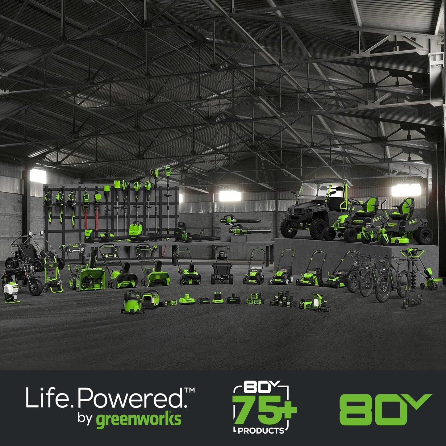 Greenworks 80V 21" Cordless Battery 4-in-1 Self-Propelled Mower w/ (2) 4.0Ah Batteries & Charger - 2533902