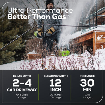 Greenworks 80V 12" Cordless Battery Snow Shovel w/ 2.0 Ah Battery & Charger - 2600602