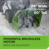 Greenworks 60V 24" Cordless Battery Two-Stage Snow Blower w/ Two (2) 8.0 Ah Batteries & Dual-Port Charger - 2608902