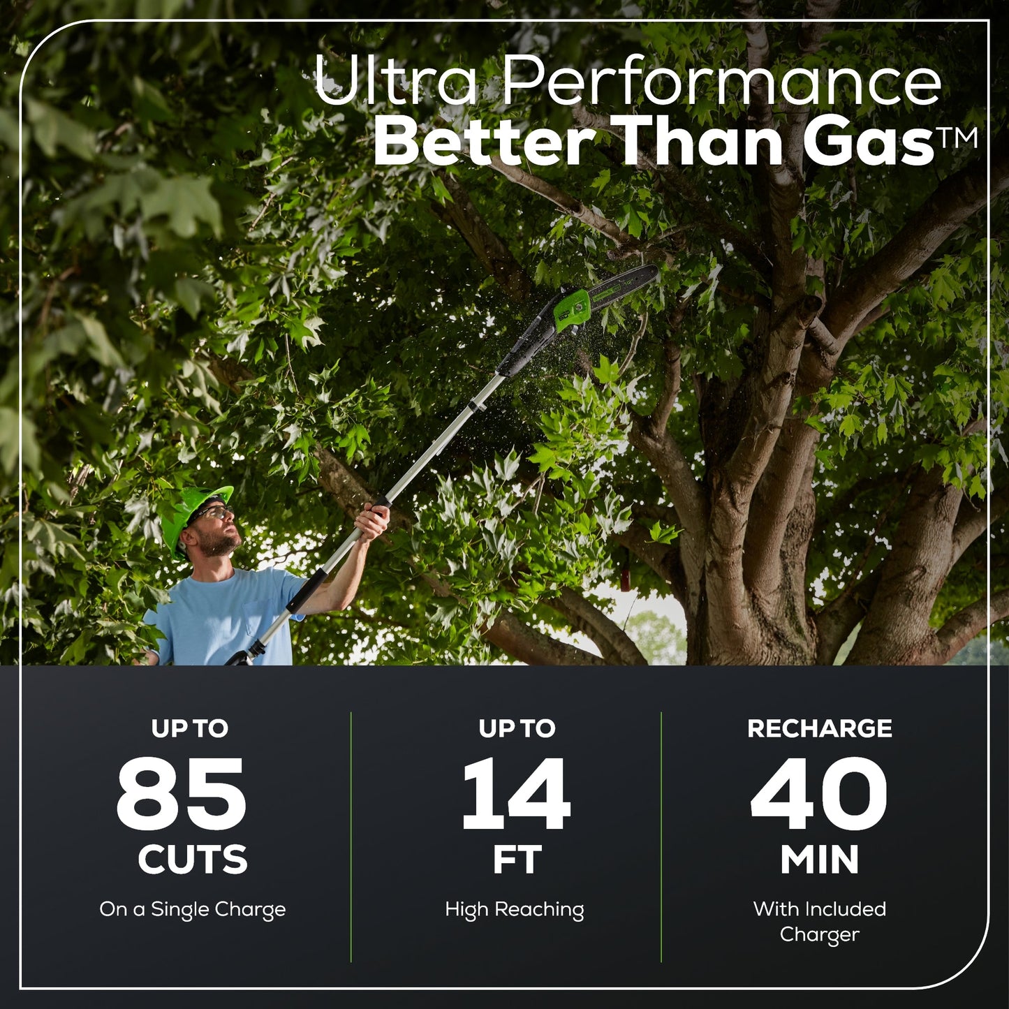 Greenworks 60V 10" Cordless Battery Pole Saw & 20" Pole Hedge Trimmer Combo Kit w/ 2.0 Ah Battery & Charger - 1311902