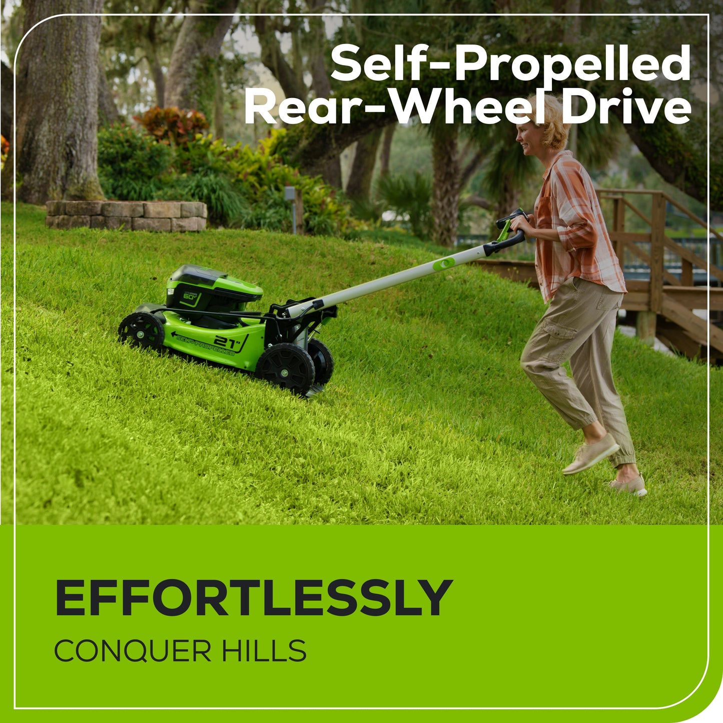 Greenworks RENEWED 60V 21" Cordless Battery Self-Propelled Lawn Mower w/ Two (2) 4.0Ah Batteries & Dual Port Charger - 2531702-OB