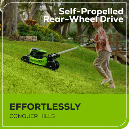 Greenworks RENEWED 60V 21" Cordless Battery Self-Propelled Lawn Mower w/ Two (2) 4.0Ah Batteries & Dual Port Charger - 2531702-OB