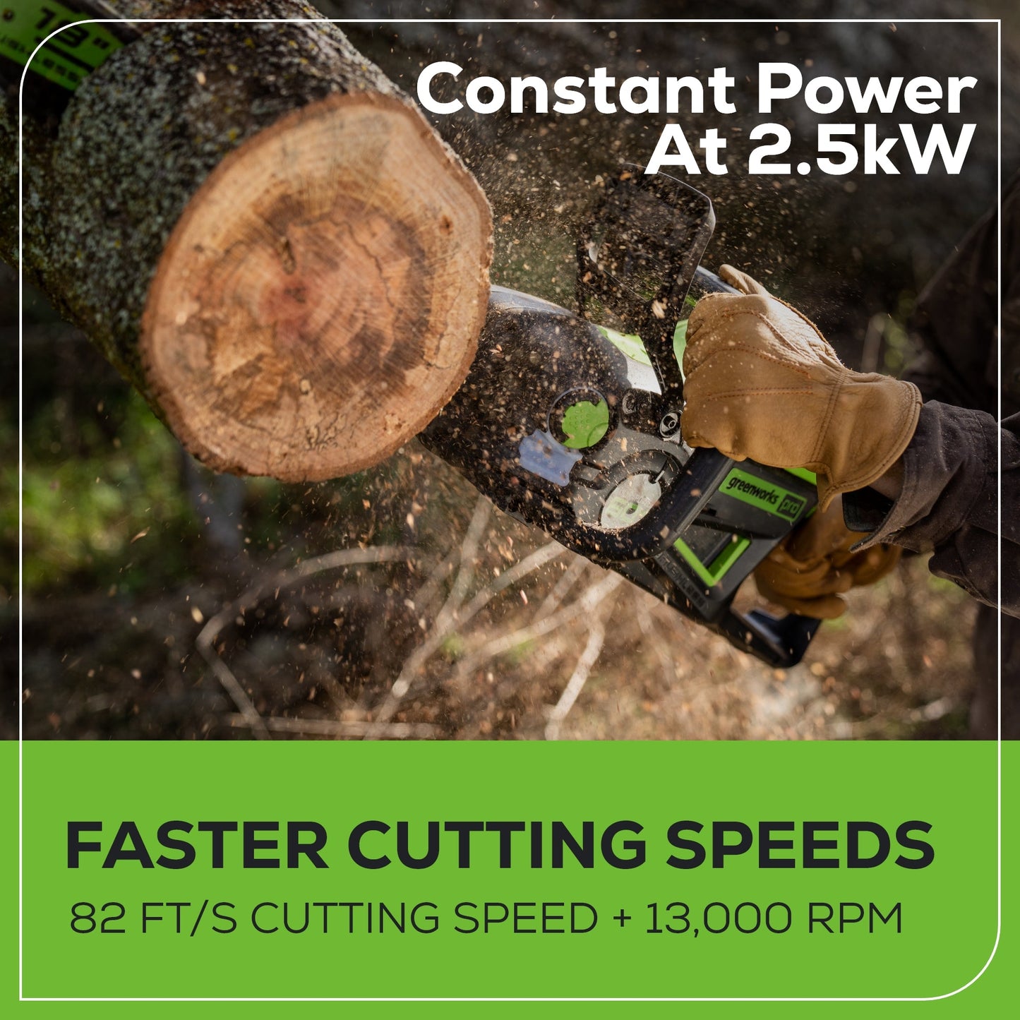 Greenworks 60V 18" Cordless Battery Brushless 2.5kW Chainsaw w/ 5.0Ah Battery & Rapid Charger - 2026102