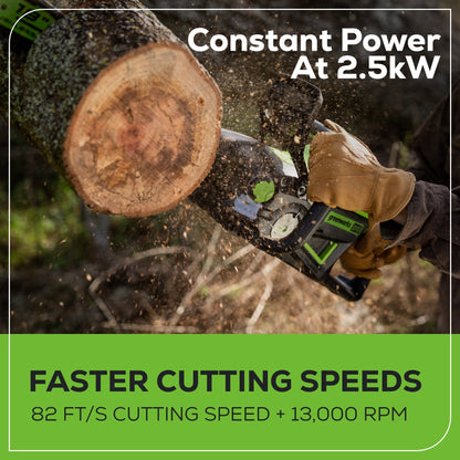 Greenworks 60V 18" Cordless Battery Brushless 2.5kW Chainsaw w/ 5.0Ah Battery & Rapid Charger - 2026102