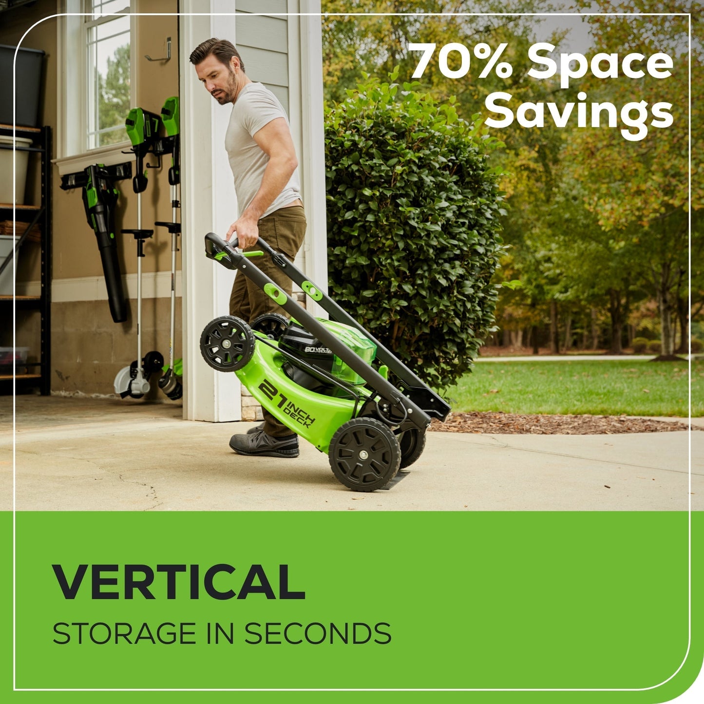 Greenworks 80V 21" GEN 2 Cordless Battery 4-in-1 Push Lawn Mower(Auto Switch) w/ 4.0Ah Battery & Charger - 2541202