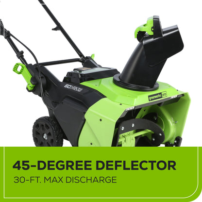 Greenworks 60V 22" Cordless Battery Single-Stage Snow Blower w/ Two (2) 5.0 Ah Batteries & Dual-Port Charger - 2608802