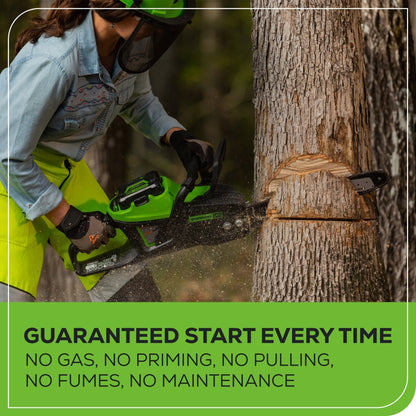 Greenworks 80V 16‘’ 2.0kW Cordless Battery Chainsaw w/ 4.0 Ah Battery & Charger - 2009602
