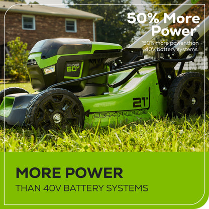 Greenworks RENEWED 60V 21" Cordless Battery Self-Propelled Lawn Mower w/ Two (2) 4.0Ah Batteries & Dual Port Charger - 2531702-OB