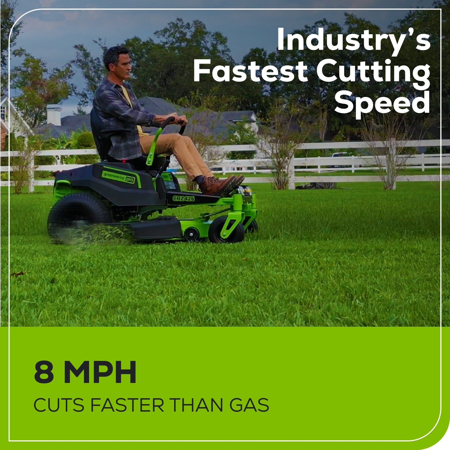 Greenworks 60V 42" Cordless Battery CrossoverZ Zero Turn Lawn Mower + Bagger w/ Six (6) 8.0Ah Batteries and Three (3) Dual Port Turbo Chargers  - 7419702-VK