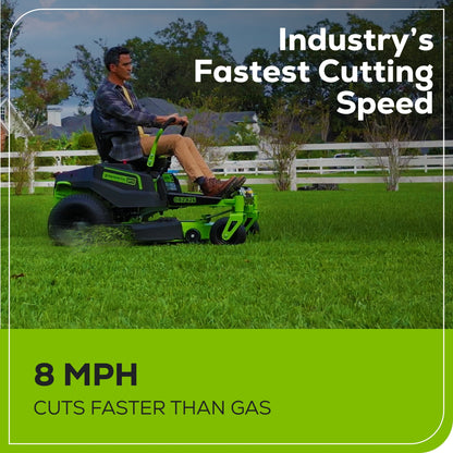 Greenworks 60V 42" Cordless Battery CrossoverZ Zero Turn Lawn Mower + Bagger w/ Six (6) 8.0Ah Batteries and Three (3) Dual Port Turbo Chargers  - 7419702-VK