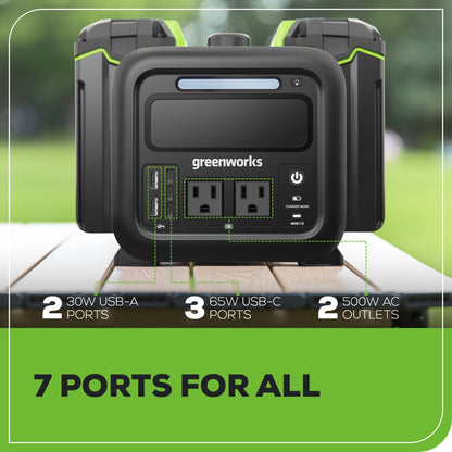 Greenworks Shop Smarter Relax Outdoors40V 500W 4-Slot Inverter Portable Power Station w/ (4) 4.0Ah Batteries & Built-In Charger - 2988302