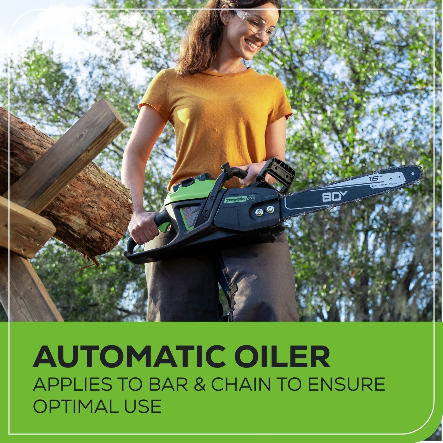 Greenworks 80V 16‘’ 2.0kW Cordless Battery Chainsaw w/ 4.0 Ah Battery & Charger - 2009602