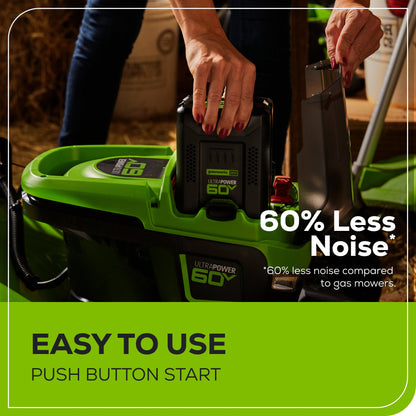 Greenworks RENEWED 60V 21" Cordless Battery Push Lawn Mower w/ 5.0Ah Battery & Charger - 2531602VT-OB