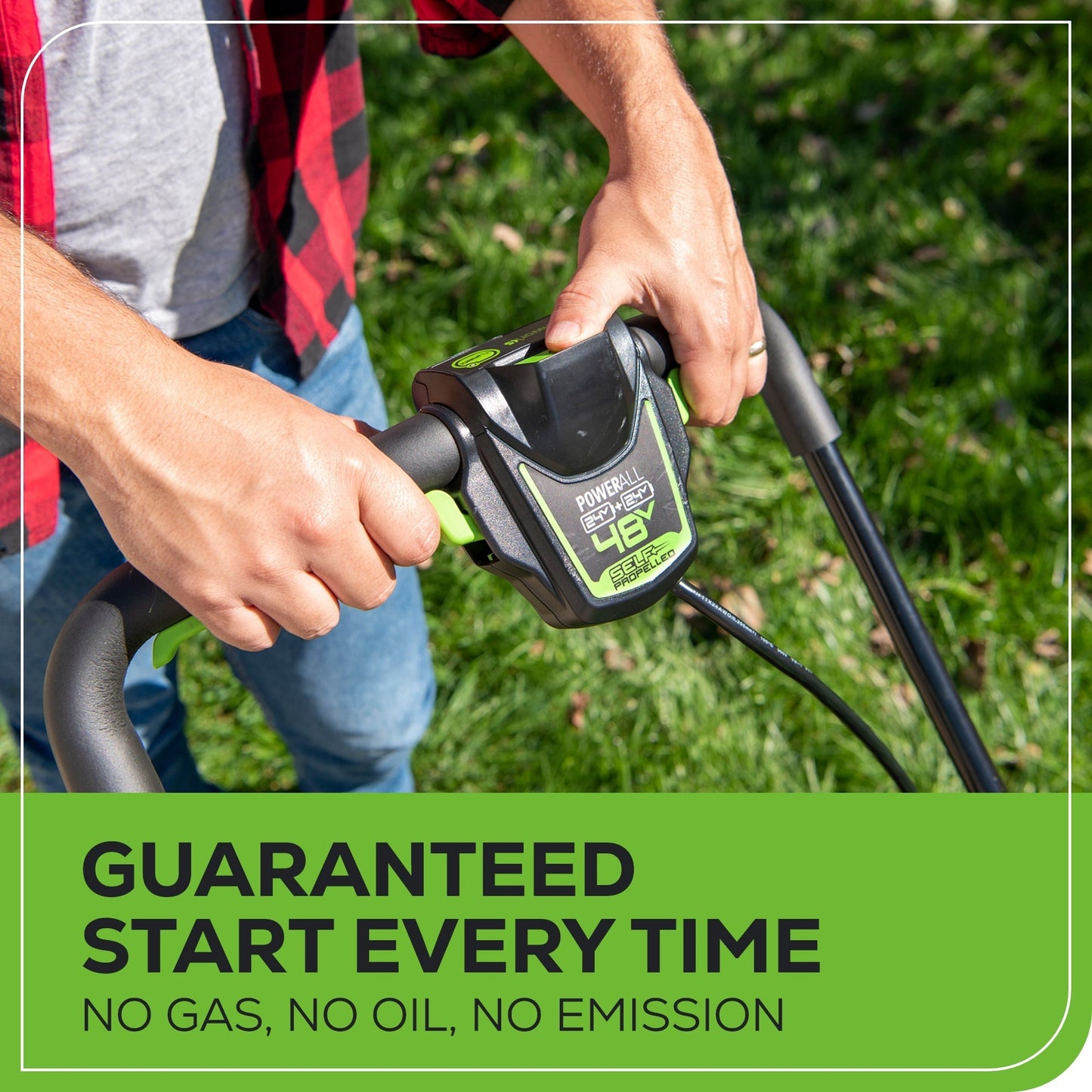 Greenworks 48V (24V x 2) 20" Cordless Battery Push Mower 4PC Combo Kit w/ (2) 4.0Ah Batteries & Dual Port Chargers - 134910200