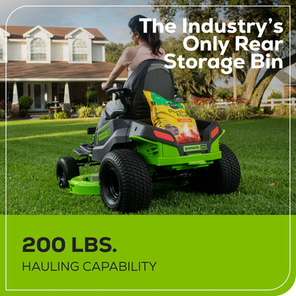 Greenworks 60V 42" Cordless Battery CrossoverT Riding Lawn Mower + Bagger w/ Six (6) 8.0Ah Batteries and Three (3) Dual Port Turbo Chargers - 7419802-VK