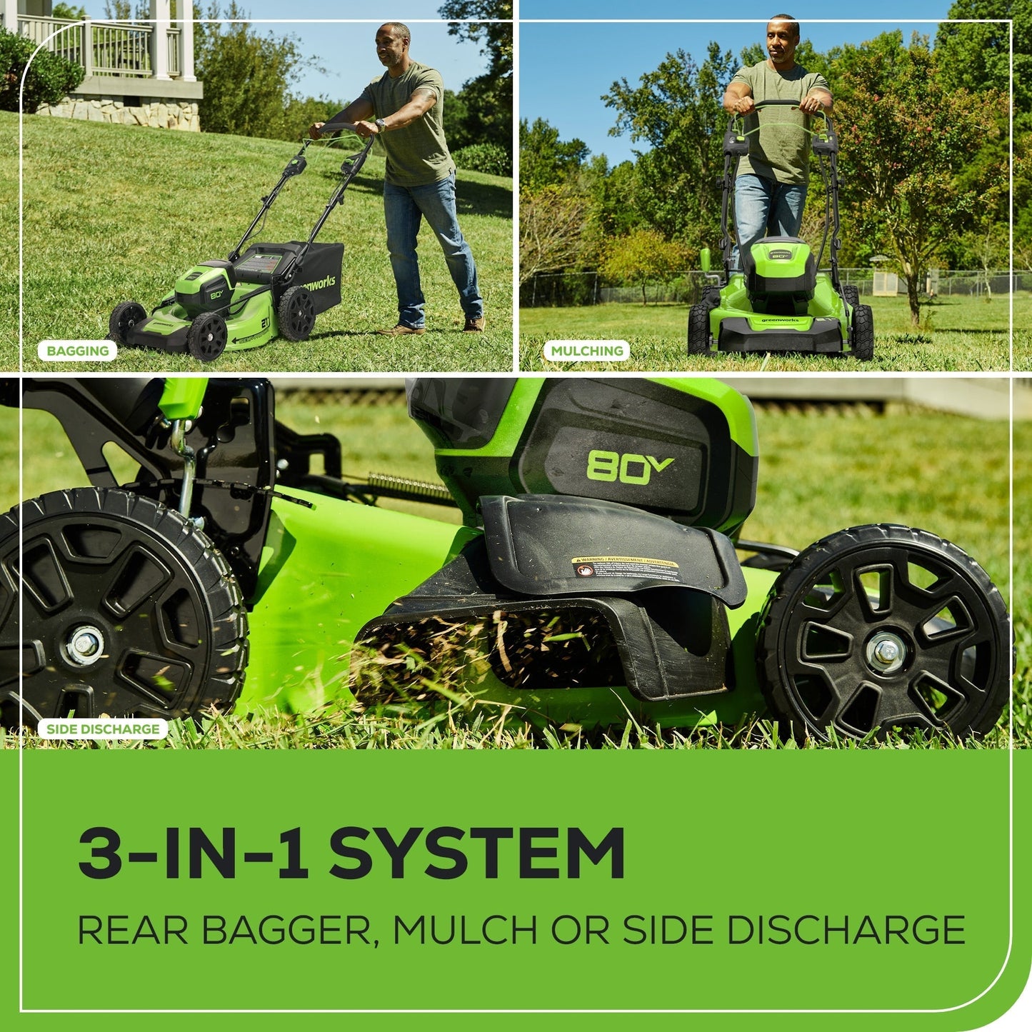 Greenworks 80V 21" Cordless Battery Brushless Self-Propelled Mower 3pc Combo Kit w/ 4.0Ah Battery & Rapid Charger - 1356502