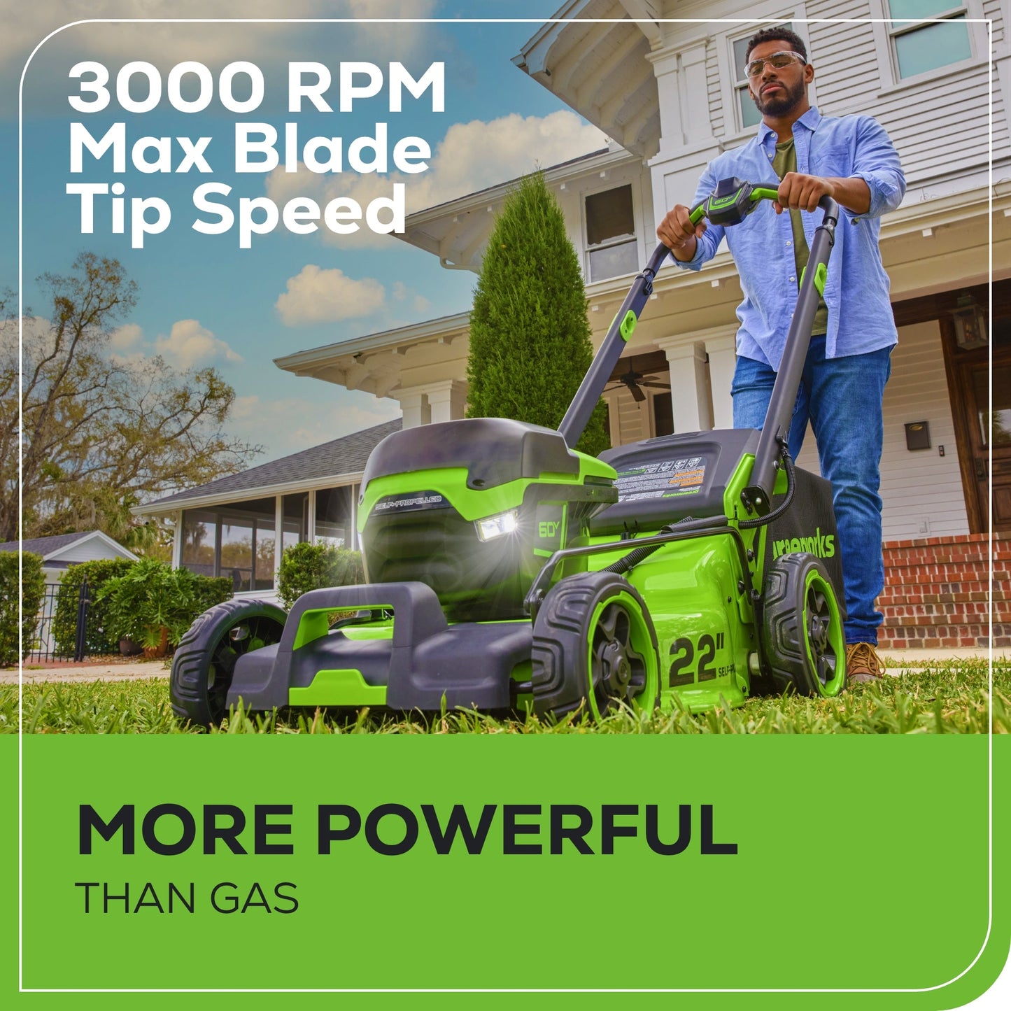 Greenworks 60V 22" Brushless Cordless Self-Propelled Lawn Mower w/ (2) 5.0Ah Battery & 6A Dual Port Charger - 2555402