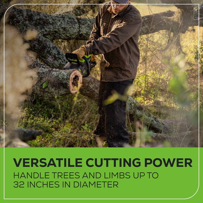 Greenworks 60V 18" Cordless Battery Brushless 2.5kW Chainsaw w/ 5.0Ah Battery & Rapid Charger - 2026102