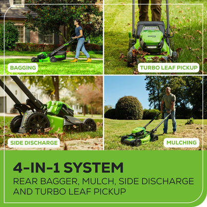 Greenworks 80V 21" Cordless Battery 4-in-1 Push Mower & 16" String Trimmer Combo Kit w/ (1) 4.0Ah Battery & (1) Rapid Charger - 1342502