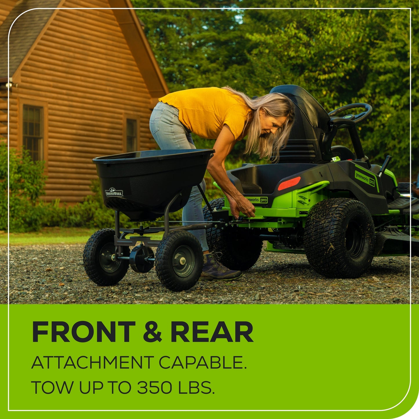 Greenworks 60V 42" Cordless Battery CrossoverT Riding Lawn Mower + Bagger w/ Six (6) 8.0Ah Batteries and Three (3) Dual Port Turbo Chargers - 7419802-VK