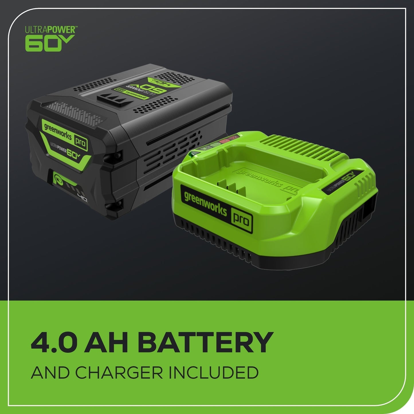 Greenworks 60V 8" Cordless Battery Cultivator / Tiller w/ 4.0Ah Battery & Charger - 2800602