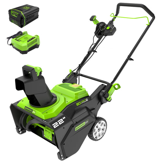 Greenworks RENEWED 80V 22" Cordless Battery Single-Stage Snow Blower w/ 4.0 Ah Battery & Charger - 2605902-OB