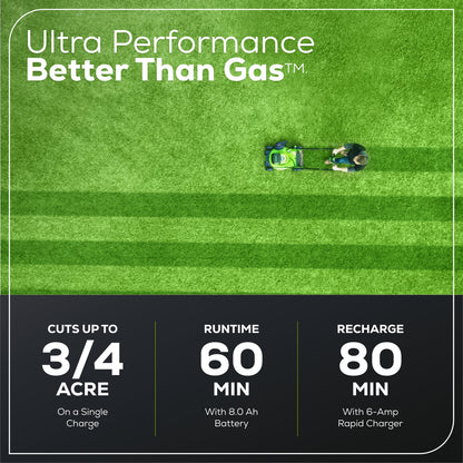 Greenworks RENEWED 60V 22" Cordless Battery Self-Propelled Lawn Mower w/ 8.0Ah Battery & 6A Charger - 2555302-OB