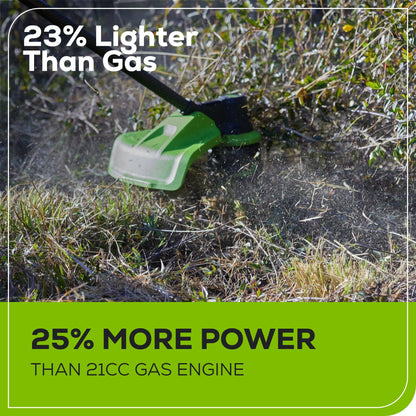 Greenworks 60V 17" Cordless Battery Brushless String Trimmer w/ Carbon Fiber Shaft w/ 4.0Ah Battery & Charger - 2132002