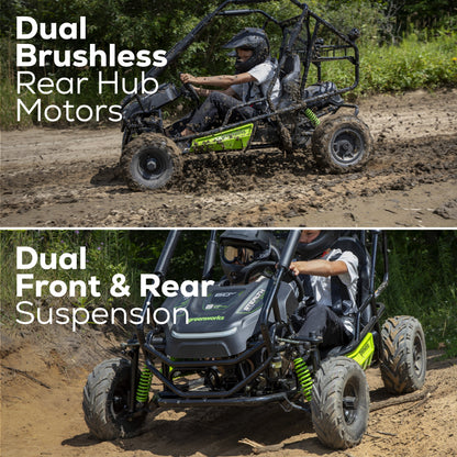 Greenworks 60V Gen 2 STEALTH Series All-Terrain 2-Seat Electric Youth Go-Kart w/ (2) 8Ah Batteries and Dual Port Charger - 7431302