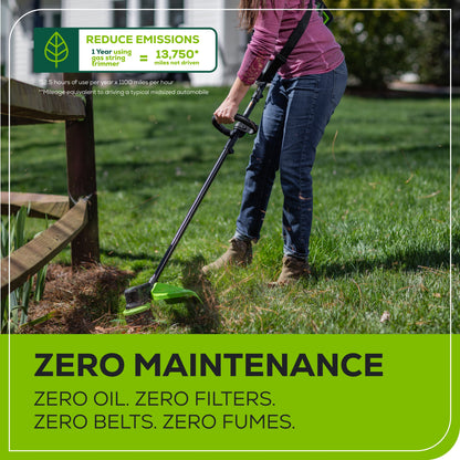 Greenworks 60V 16" Cordless Battery String Trimmer + 750CFM Blower w/2.5Ah Battery and 3A Charger - 1359702