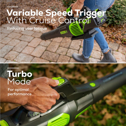 Greenworks 60V 25" Cordless Battery Self-Propelled Mower Combo Kit w/ Blower, (2) 4.0Ah Batteries and Dual Port Charger - 1350102-VK