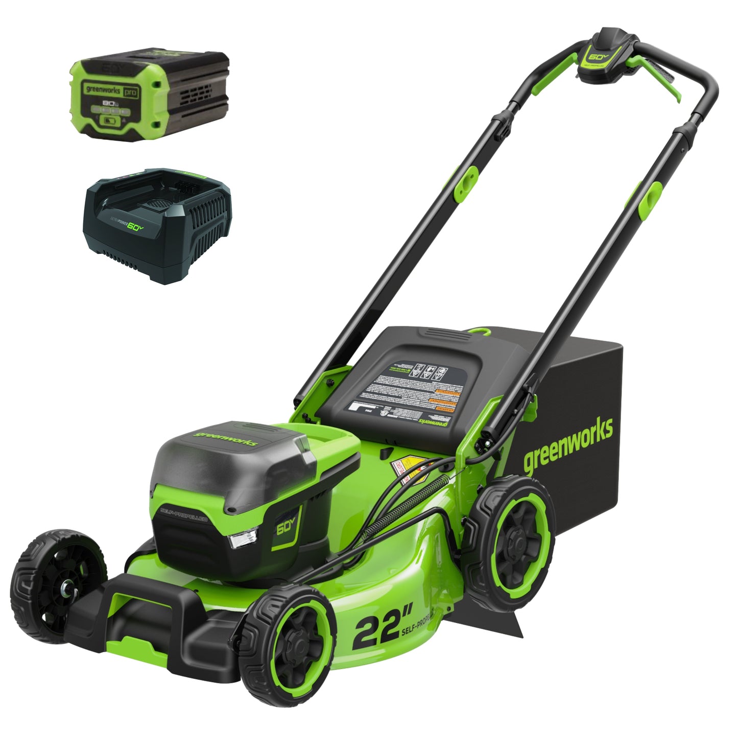 Greenworks 60V 22" Cordless Battery Self-Propelled Lawn Mower w/ 8.0Ah Battery & 6A Charger - 2555302