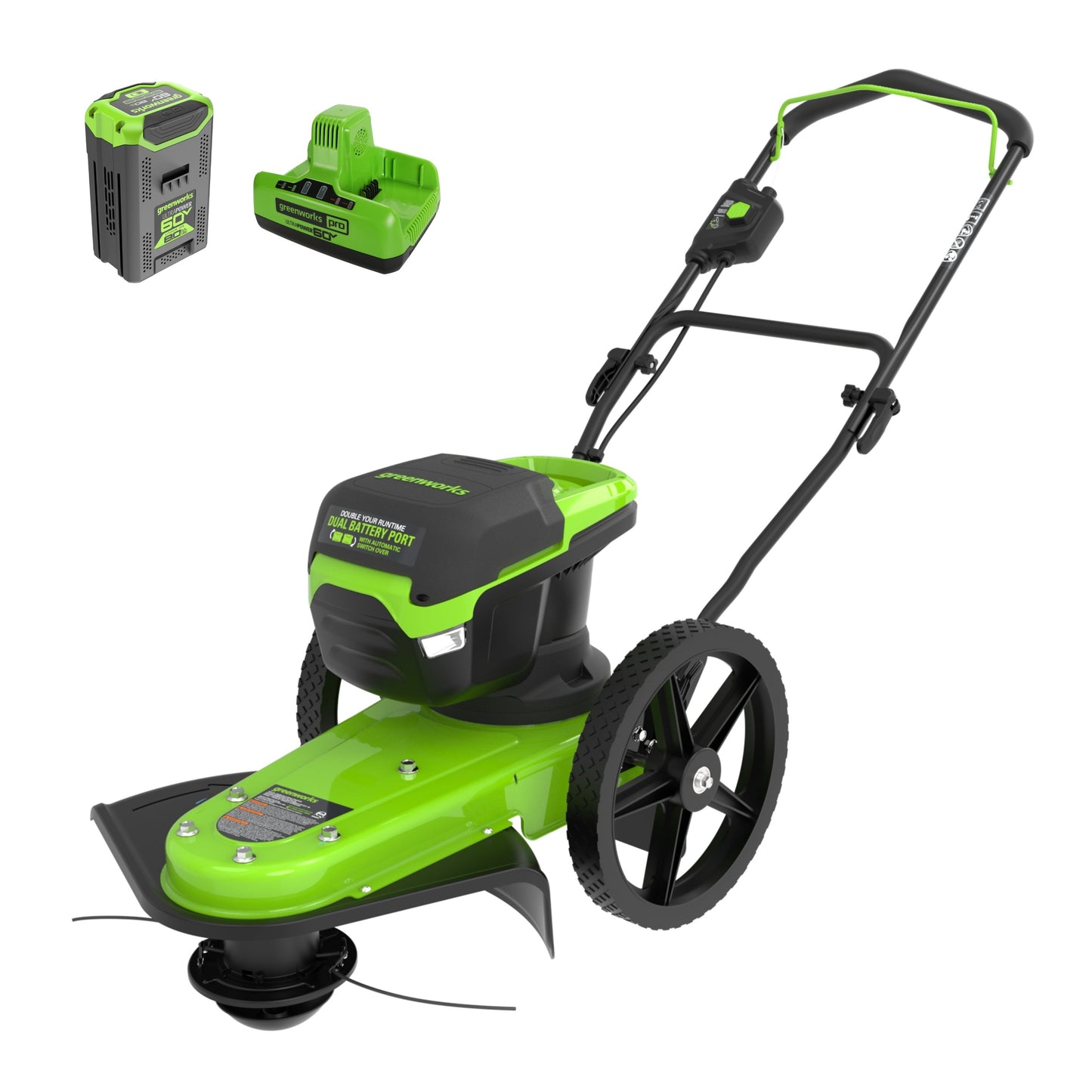 Greenworks 60V 22" Cordless Battery Wheeled String Trimmer w/ 8.0Ah Battery & Charger - 2544002