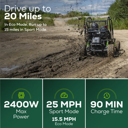 Greenworks 60V Gen 2 STEALTH Series All-Terrain 2-Seat Electric Youth Go-Kart w/ (2) 8Ah Batteries and Dual Port Charger - 7431302