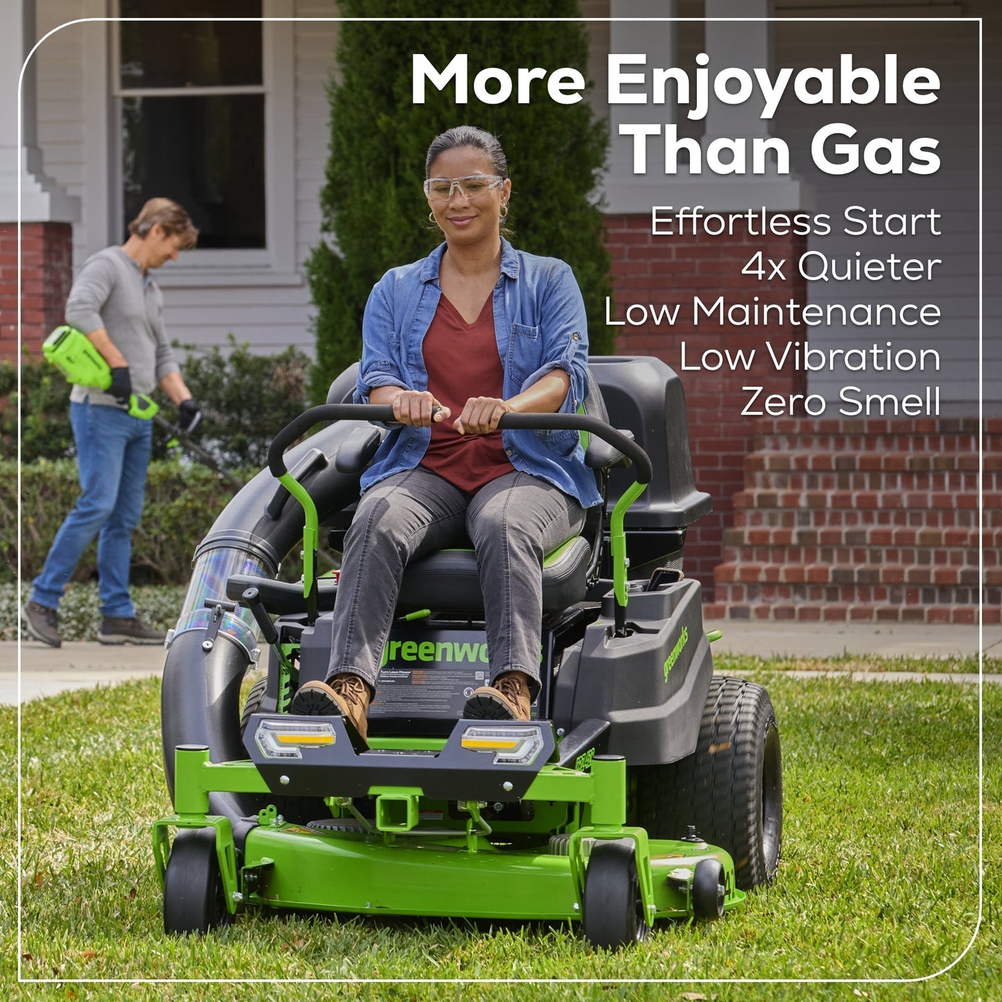 Greenworks 60V 42” Electric CrossoverZ Zero Turn Mower with (6) 8 Ah Batteries and (3) Dual Port Turbo Chargers - 7409302