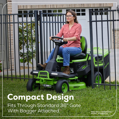 Greenworks 60V 30” CrossoverT Riding Lawn Tractor with (2) 8.0 Ah, (2) 4.0 Ah Batteries & 600-Watt Charger