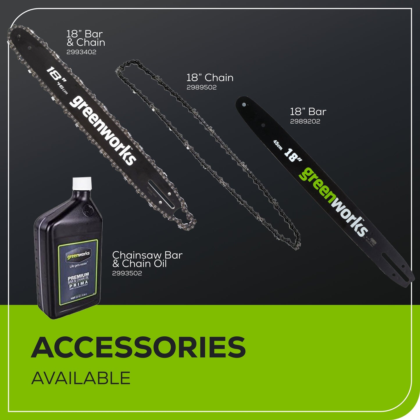 Greenworks 60V 18"Cordless Battery  2.0KW Chainsaw and Hard Case w/ 4Ah Battery and Charger - 2028502