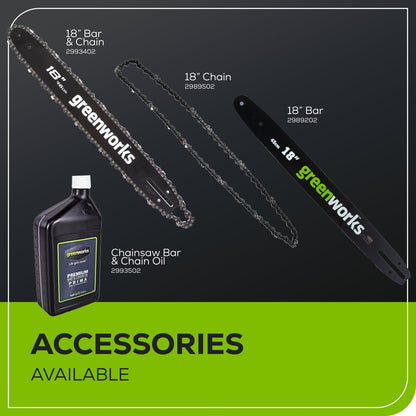 Greenworks 60V 18"Cordless Battery  2.0KW Chainsaw and Hard Case w/ 4Ah Battery and Charger - 2028502