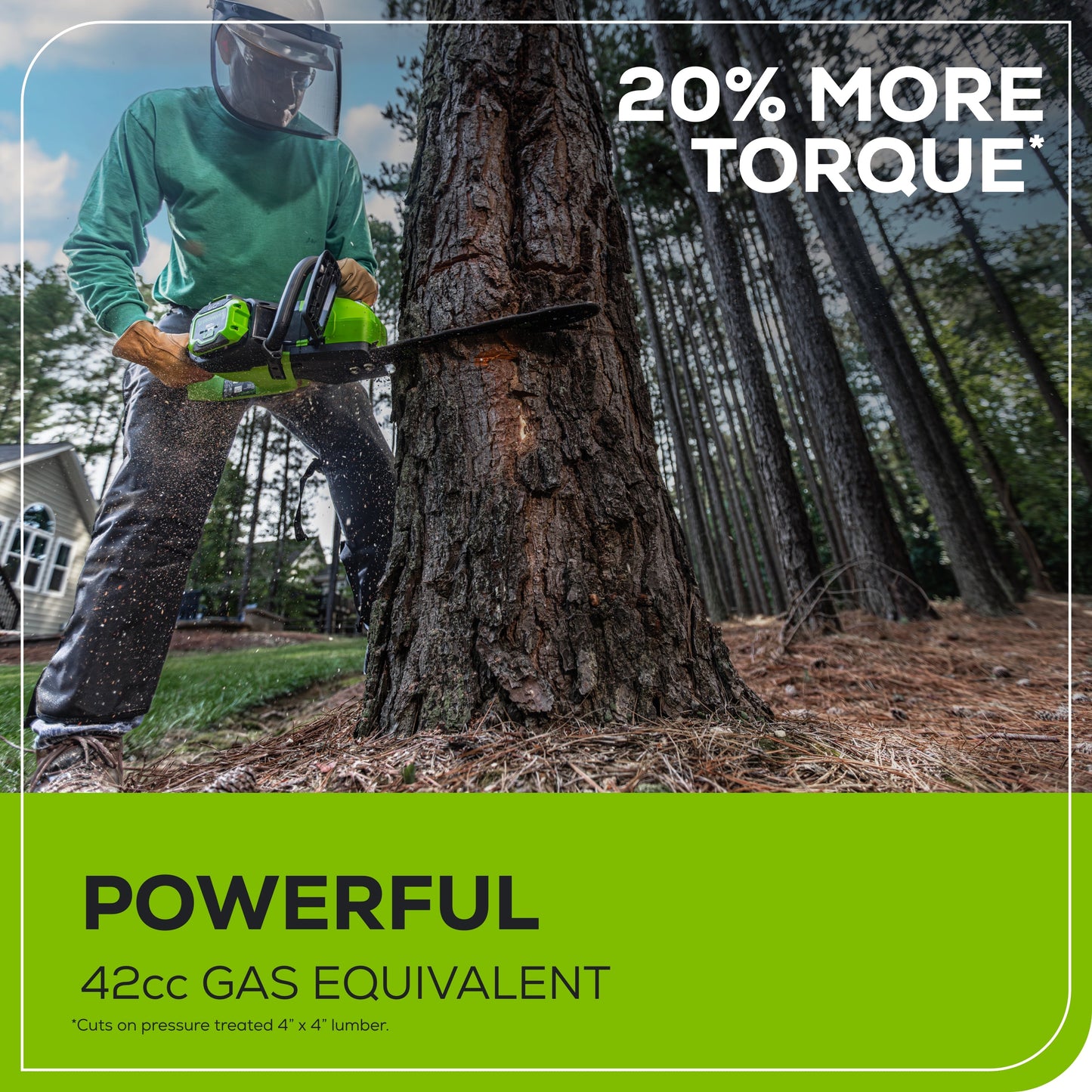 Greenworks 60V 18"Cordless Battery  2.0KW Chainsaw and Hard Case w/ 4Ah Battery and Charger - 2028502