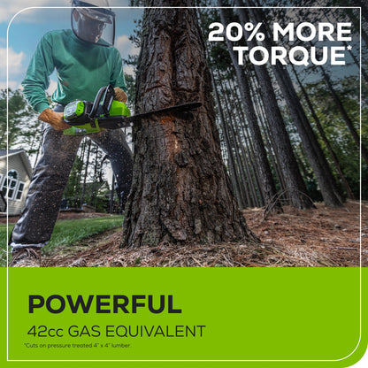 Greenworks 60V 18"Cordless Battery  2.0KW Chainsaw and Hard Case w/ 4Ah Battery and Charger - 2028502