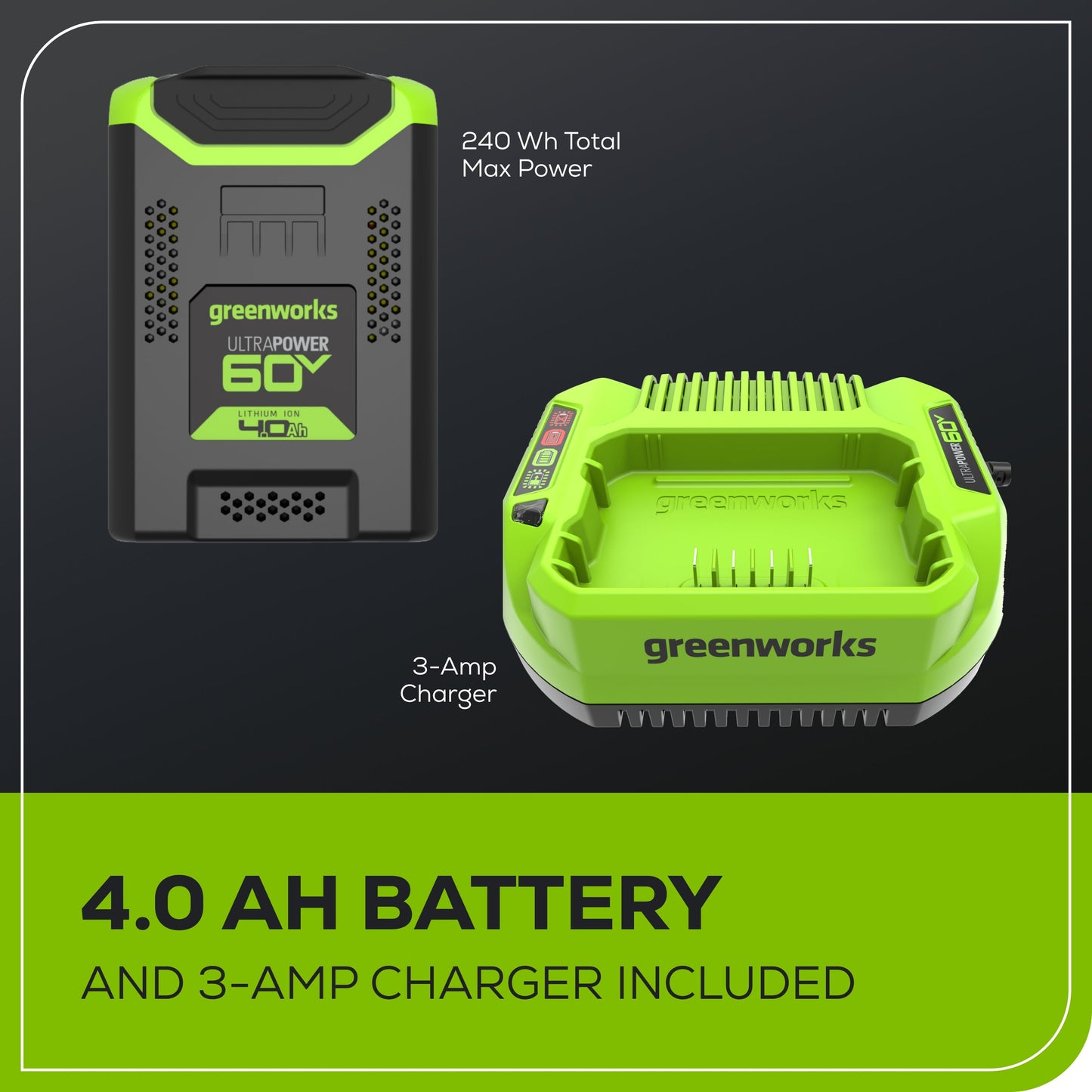 Greenworks 60V 18"Cordless Battery  2.0KW Chainsaw and Hard Case w/ 4Ah Battery and Charger - 2028502