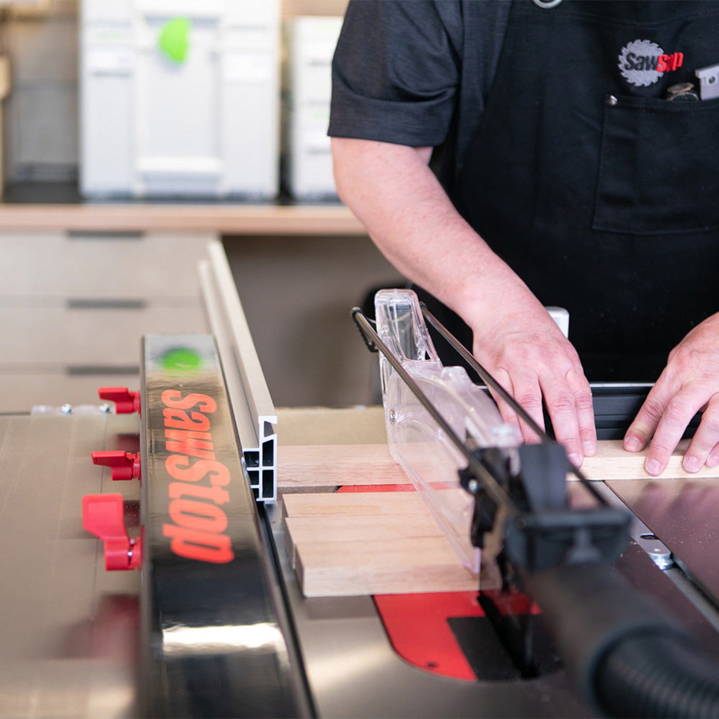 SawStop 1.75HP Professional Cabinet Saw w/52" T-Glide Advance Fence, Rails & Extension Table - PCS175-ATGP52