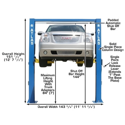 Atlas OHX10000X 10,000 lb Extra Tall 2-Post Lift - ATEATTD-OHX10000X-FPD