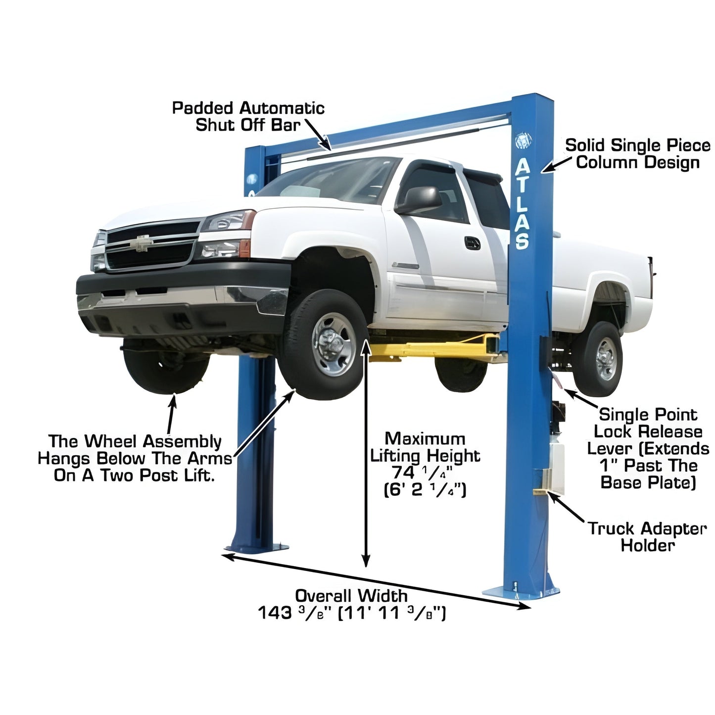 Atlas OHX10000X 10,000 lb Extra Tall 2-Post Lift - ATEATTD-OHX10000X-FPD