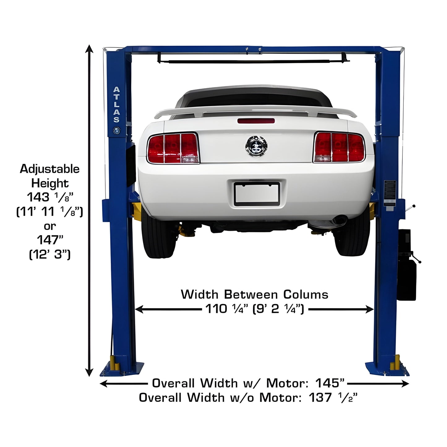 Atlas PV10PX 10,000 lb Overhead 2-Post Lift - ATEXH-PV10PX-FPD